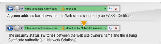 A secure site will show a green URL address bar in your browser.