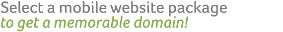 Upgrade your mobile website package. Get a memorable domain.