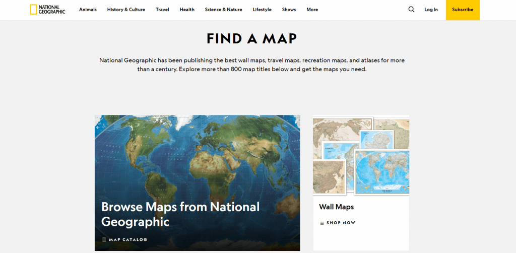 national geographic's interactive map on their website