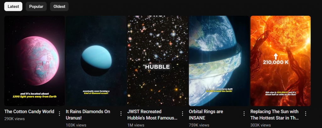 Example of YouTube shorts