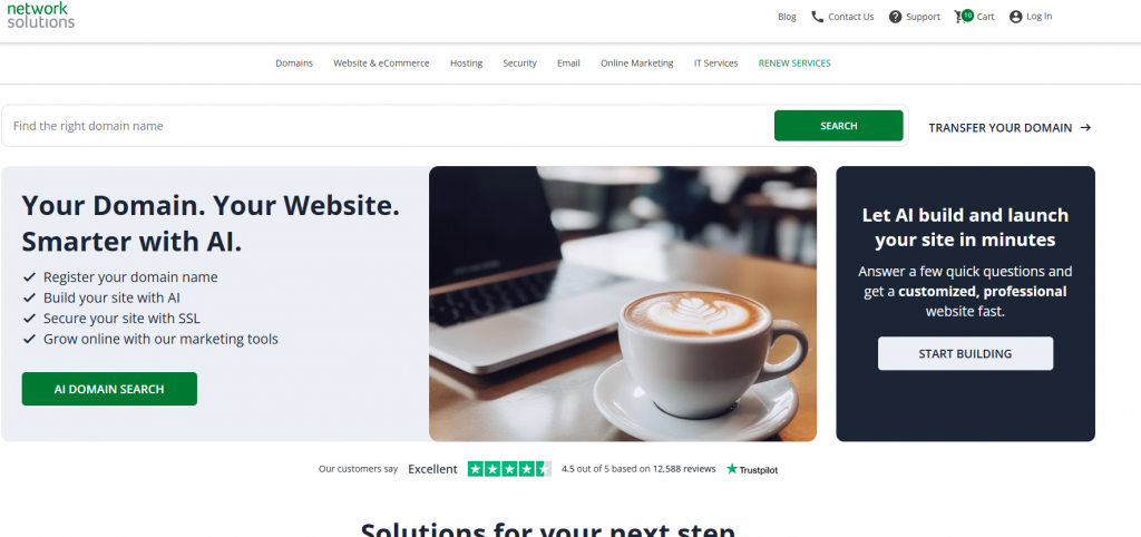 Network Solutions Homepage Screenshot