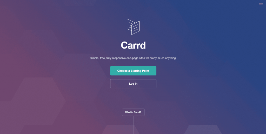 Carrd Link In Bio tool home page