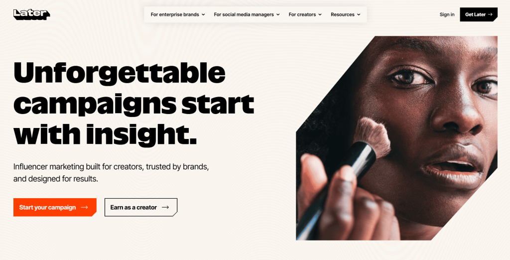 Later Link In Bio tool home page