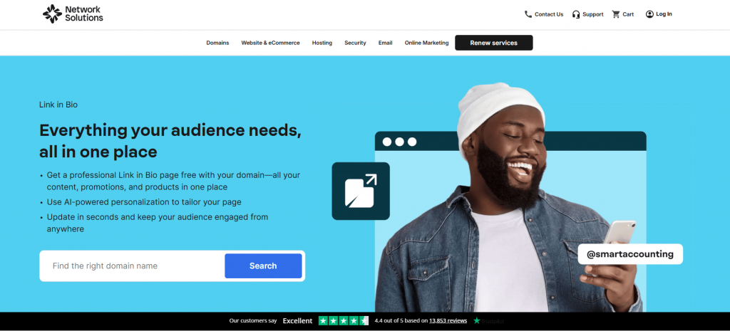 Network Solutions free Link in Bio tool