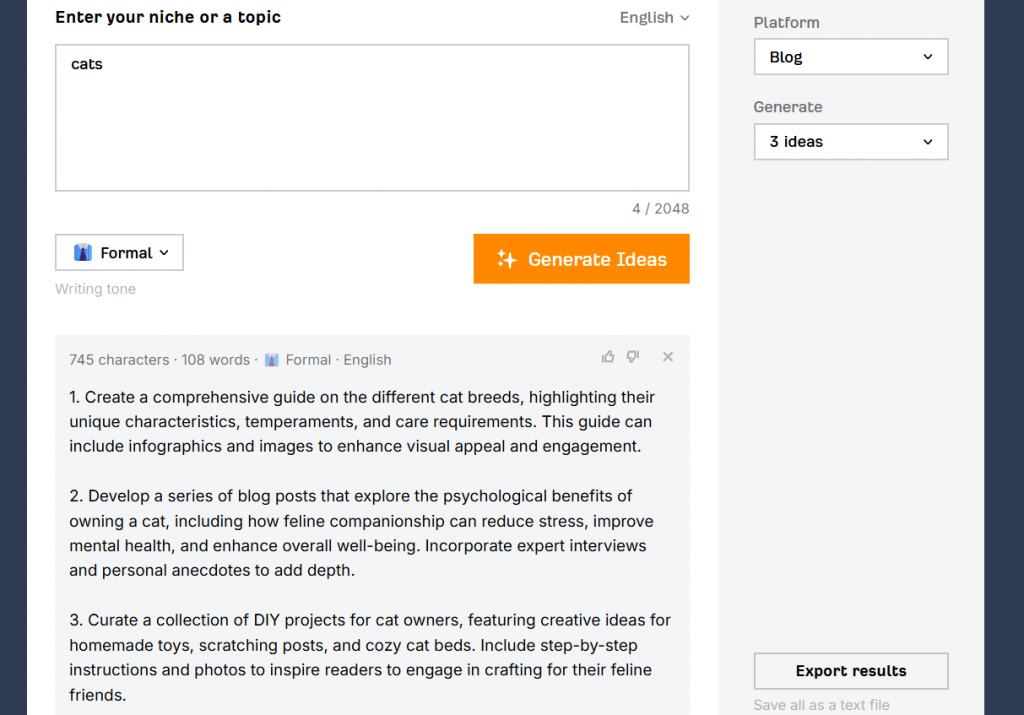 Ahref's Idea generator