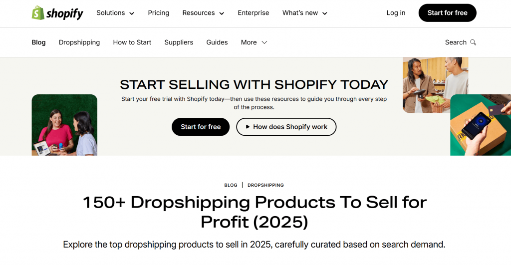 Image of Shopify main page