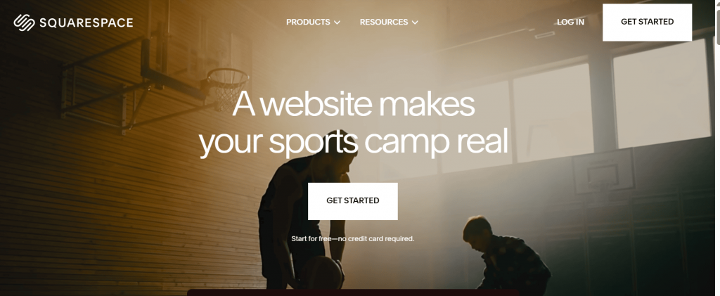 Image of Squarespace website main page.