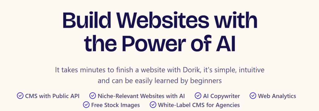 Build websites fast with Dorik’s AI website builder.