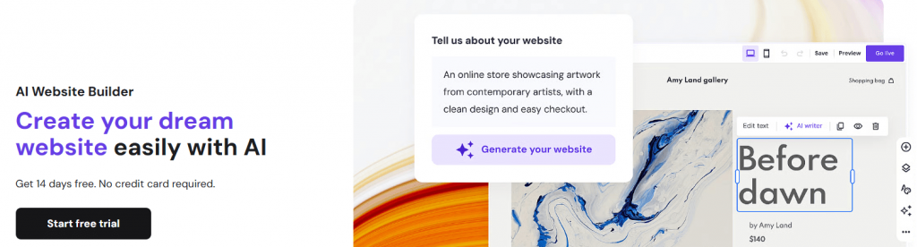 Create a professional website with Hostinger AI website builder.
