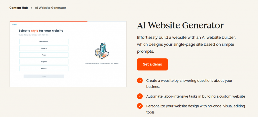 Build a personalized website effortlessly with HubSpot’s AI website generator.