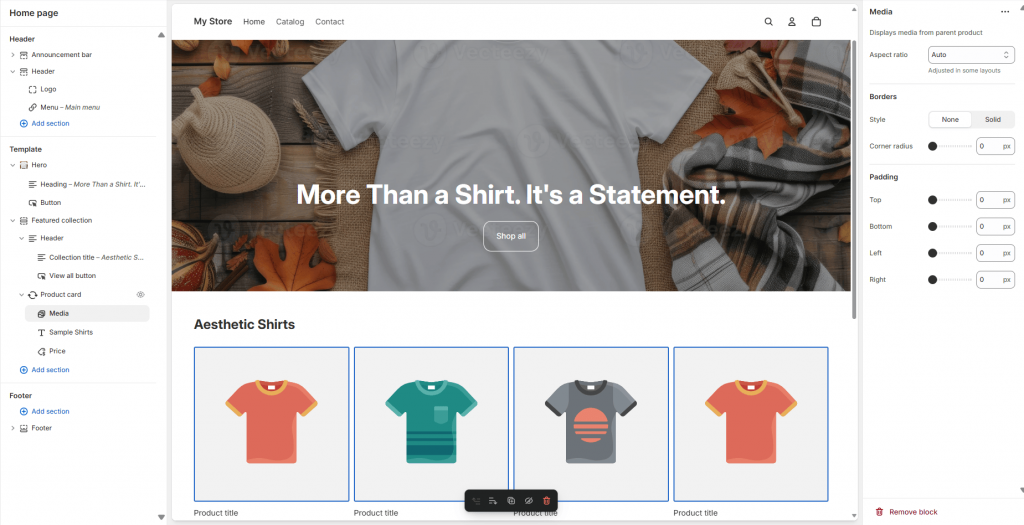 Shopify web interface
