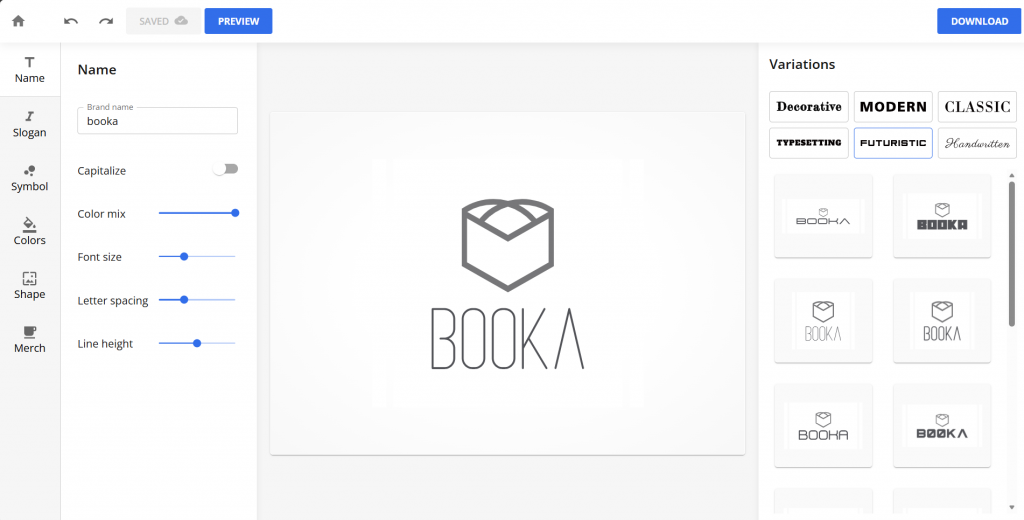 Network Solutions AI Logo Maker interface