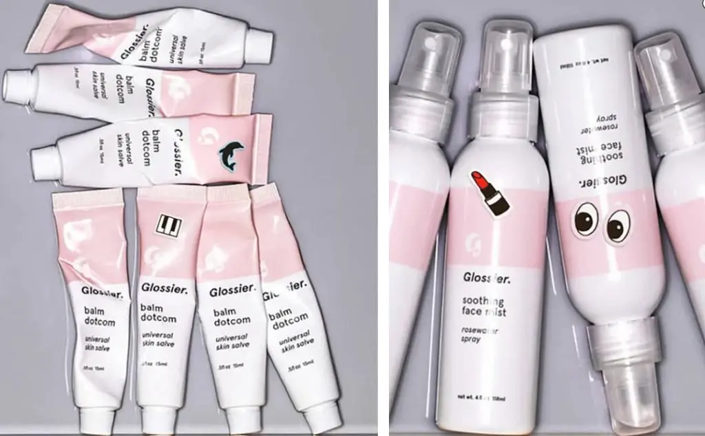 Glossier’s brand identity is minimal, playful, and community-driven.