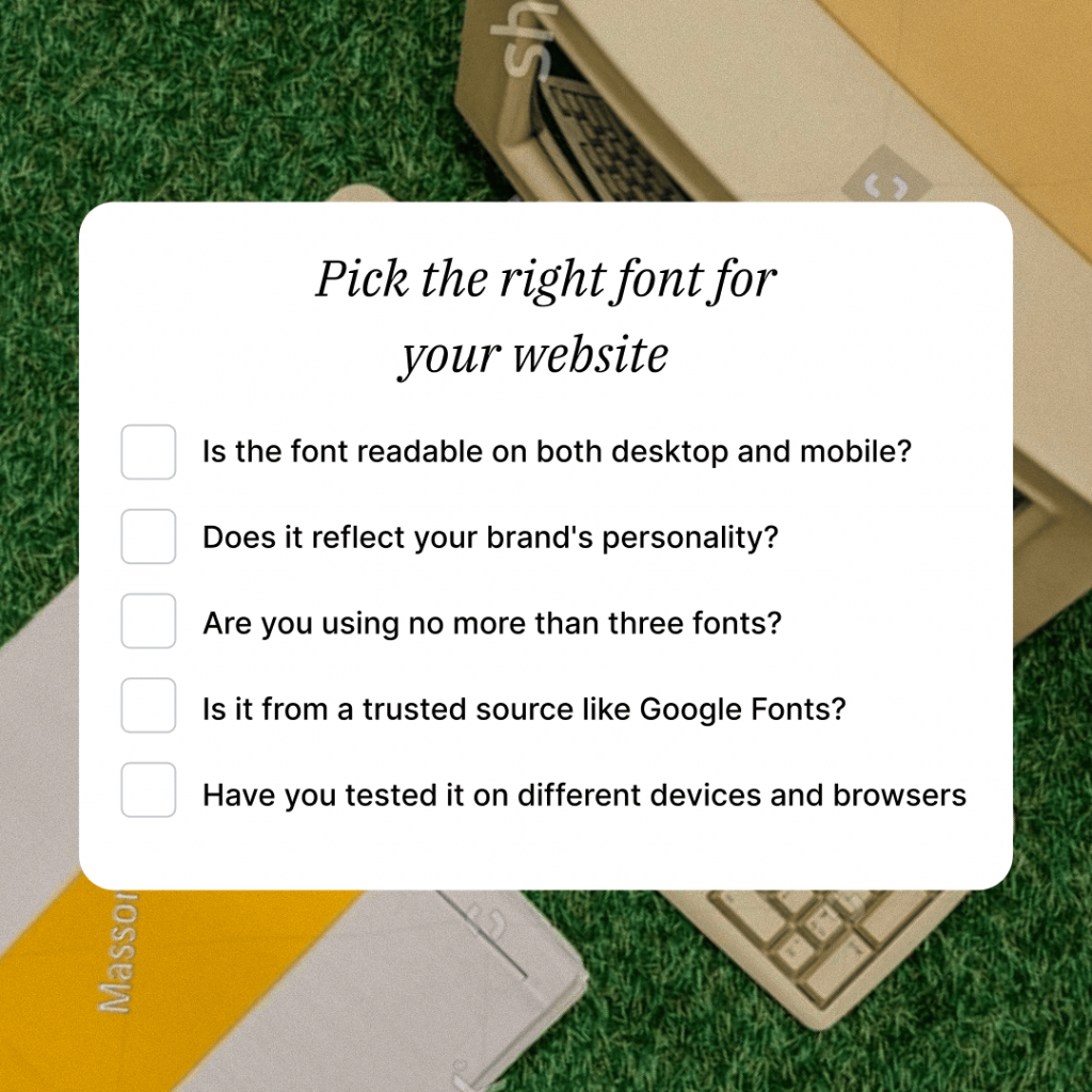 How to pick the right font for your website checklist