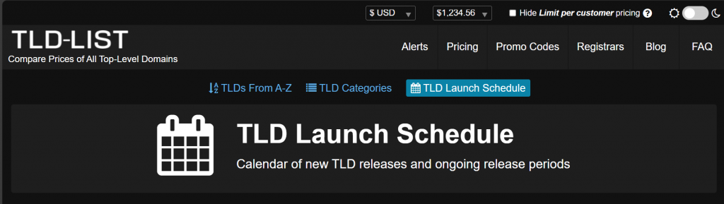 TLD-List front page