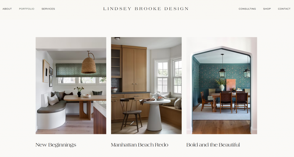 Example of a website's portfolio page