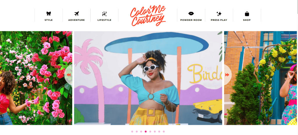homepage of color me courtney, an example of fashion blog