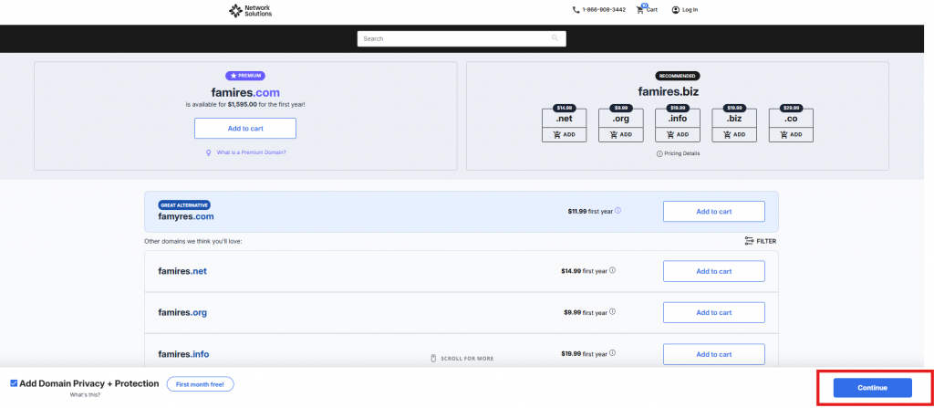 Buying creative domain names with Network Solutions