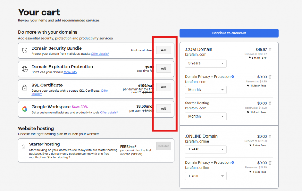 Network Solutions customer shopping cart