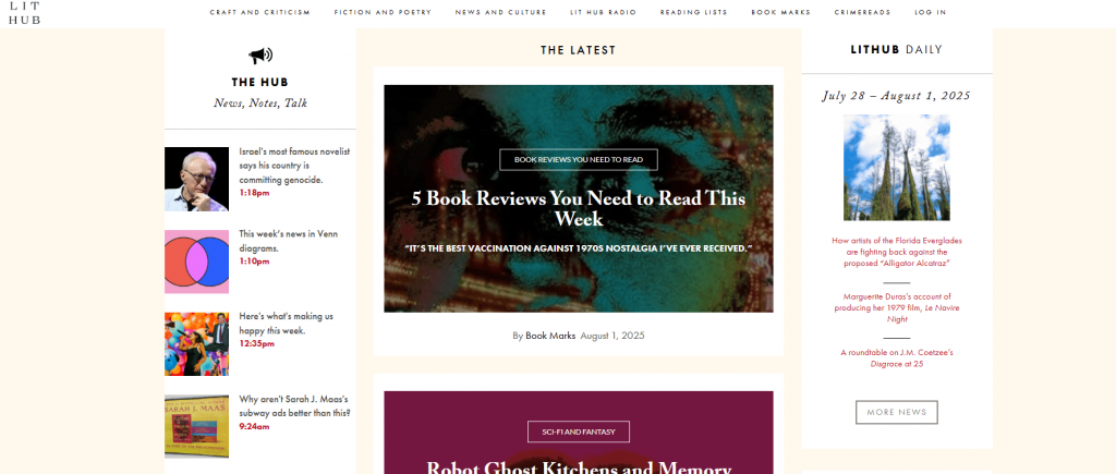 lit hub blog homepage