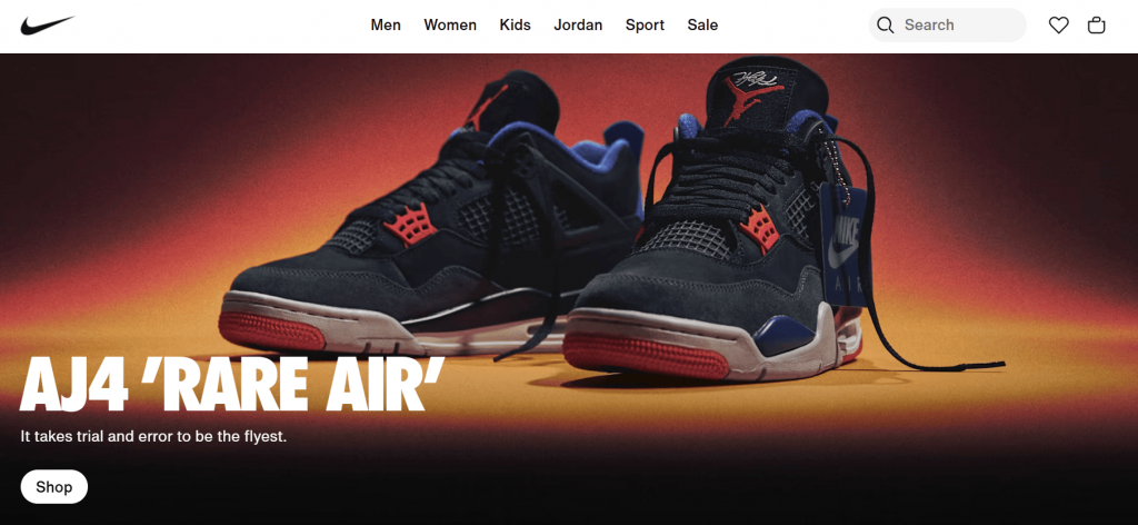 Nike website brand identity