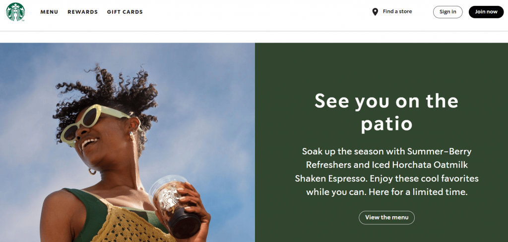 Starbucks website brand identity