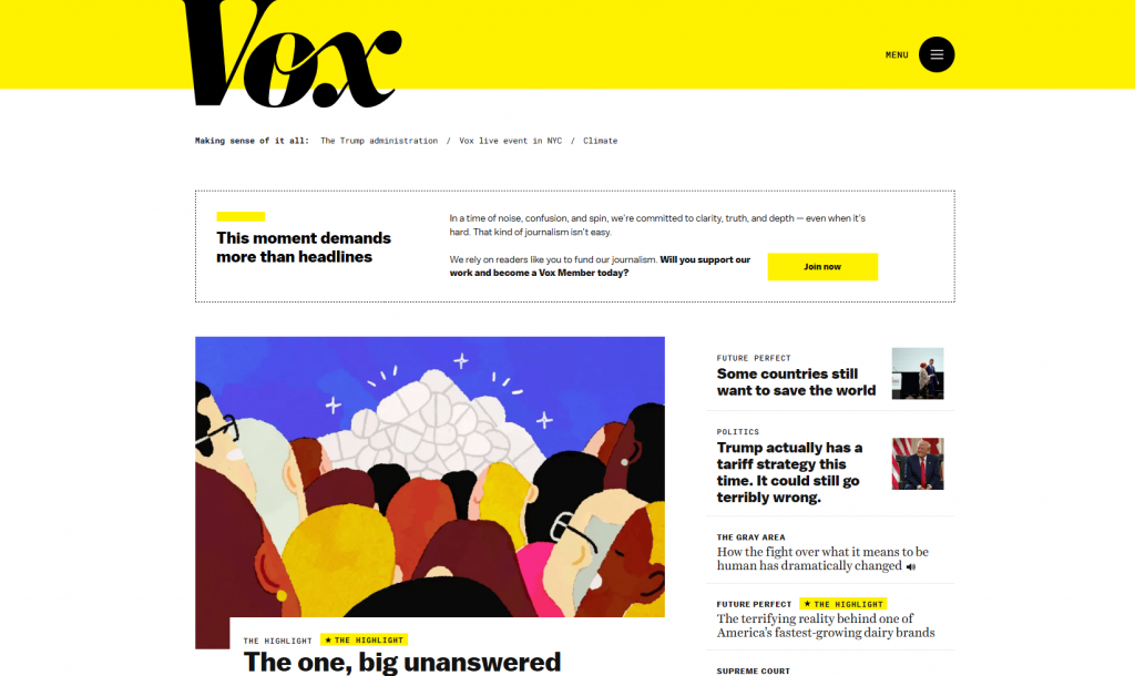 vox homepage