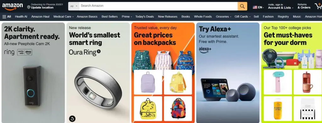 Amazon homepage