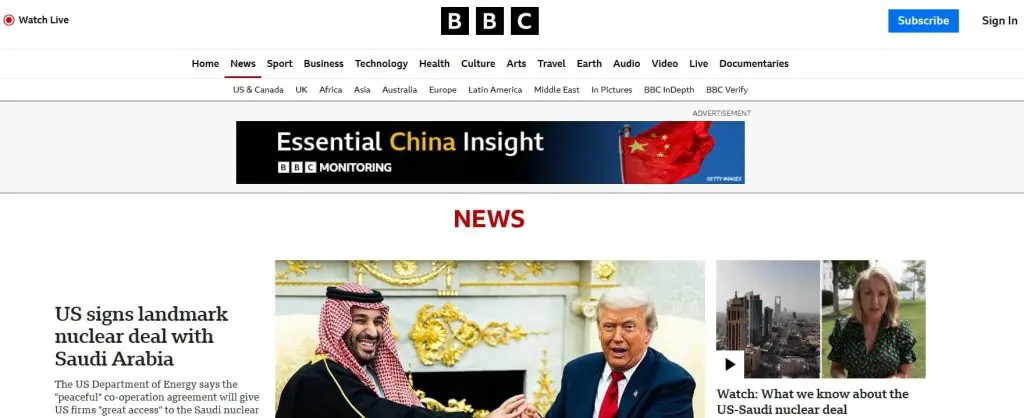 BBC News homepage