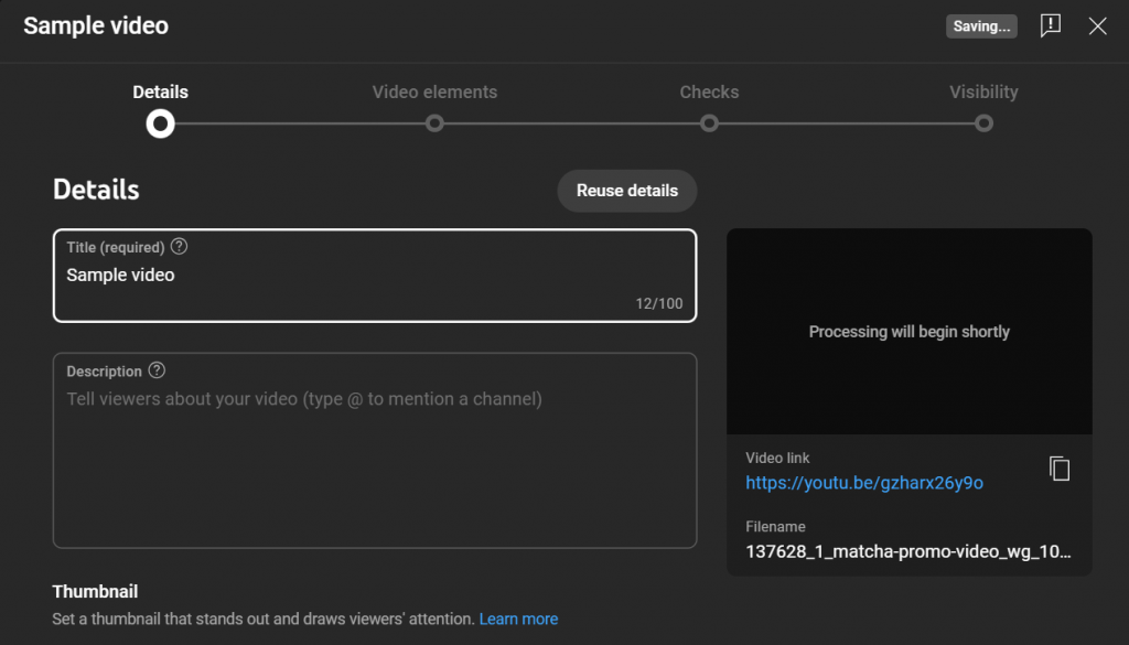YouTube upload screen on computer