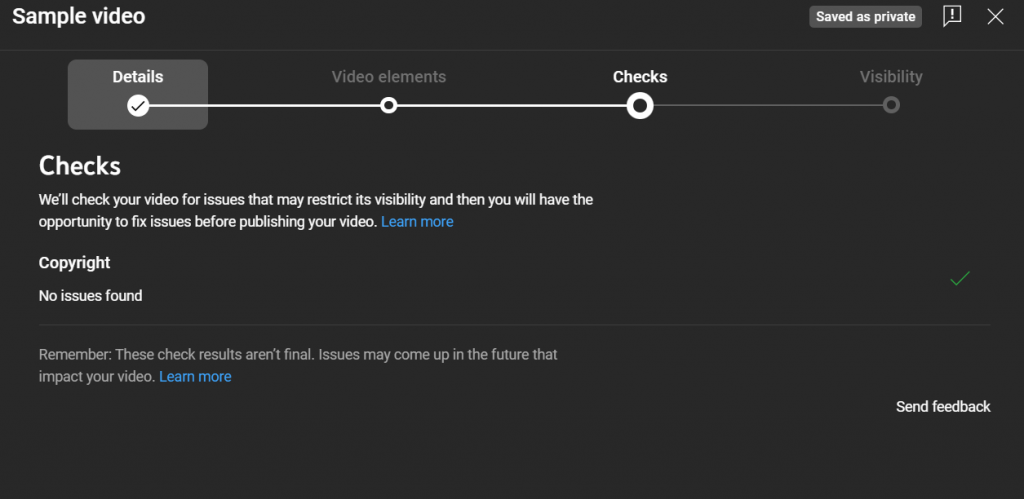 YouTube studio checks