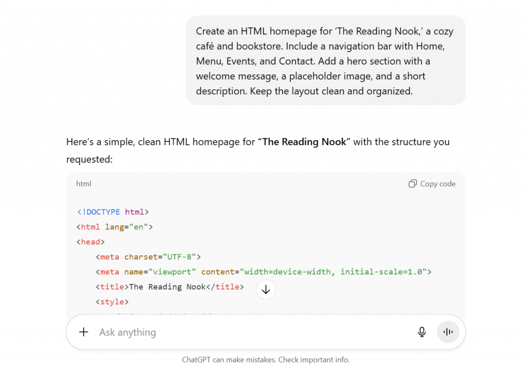 building html website with chatgpt