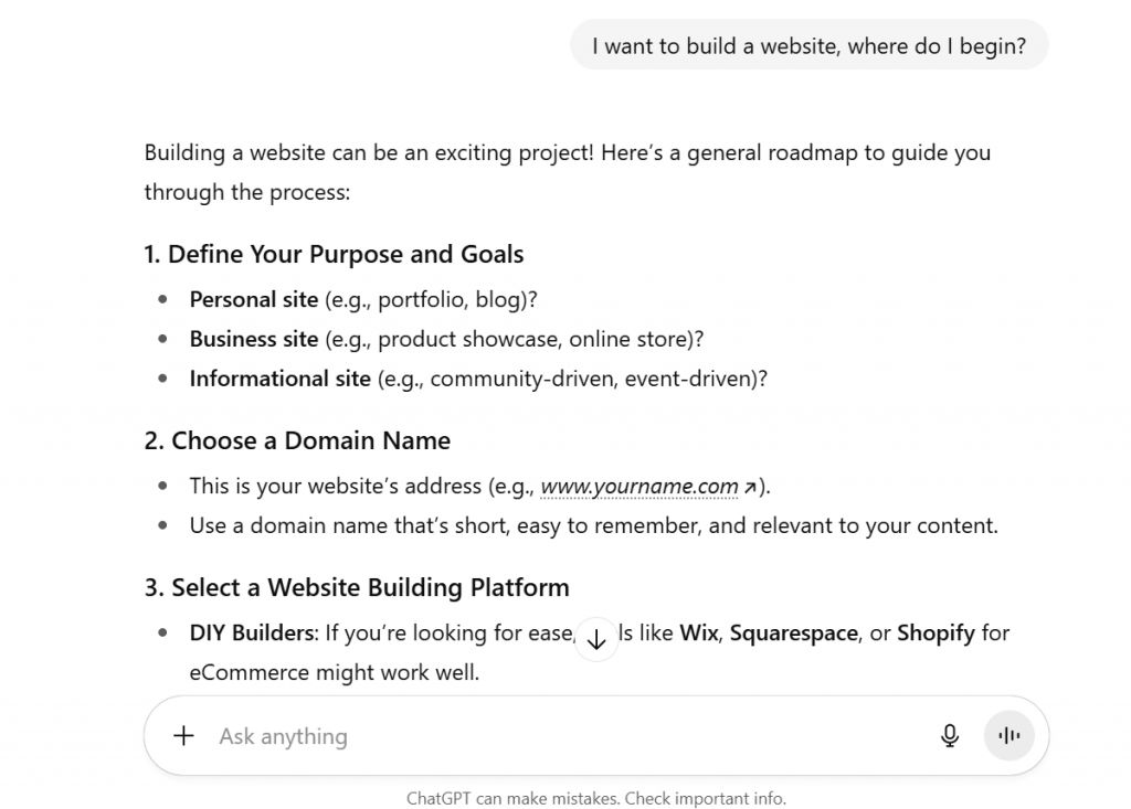 an example of chatgpt conversation