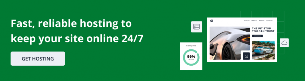 Network Solutions web hosting with 99% uptime to keep your site online 24/7.