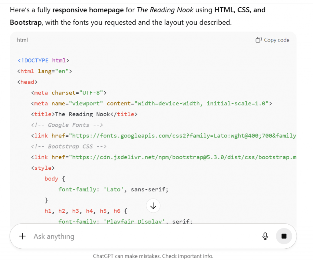 style and customize html website content with chatgpt