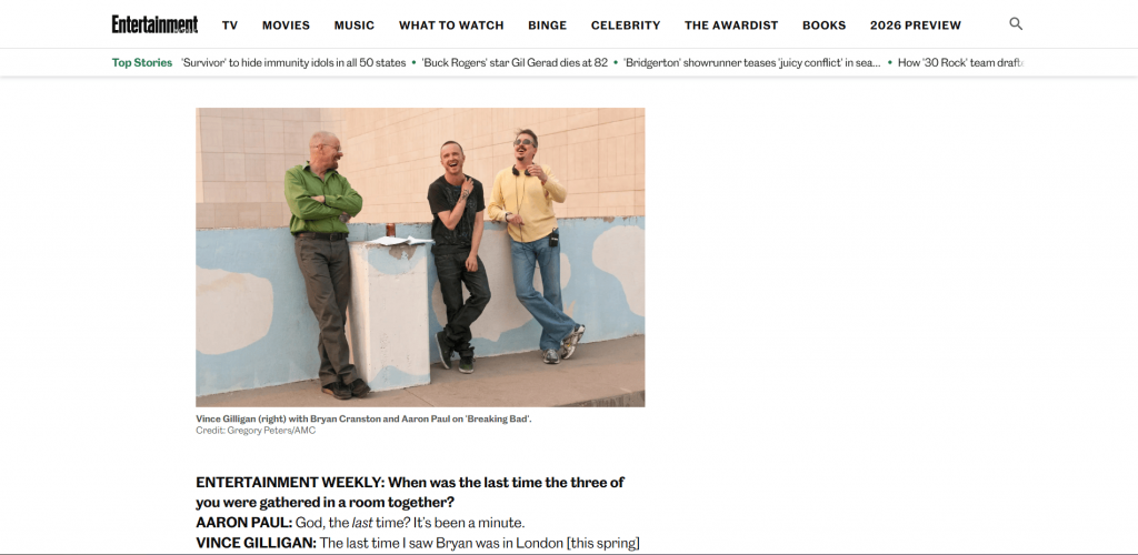 Example long-form content - Entertainment Weekly – Breaking Bad article image