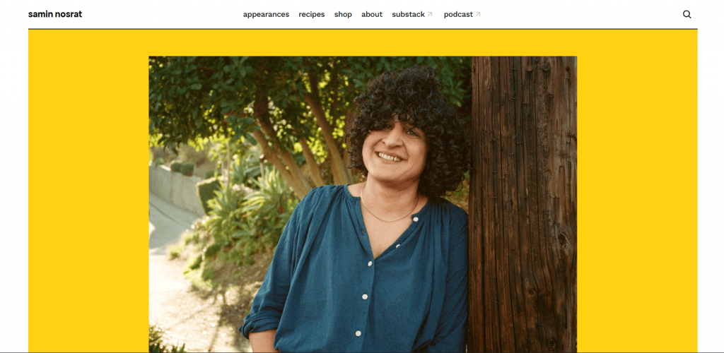 Example long-form content - Samin Nosrat website homepage image