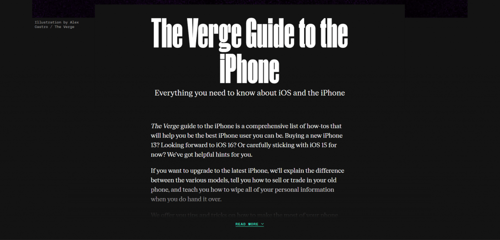 Example long-form content - The Verge Guide to the iPhone article image