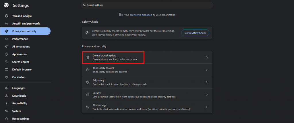 dns_probe_finished_nxdomain fixes - how to clear chrome browsing data image