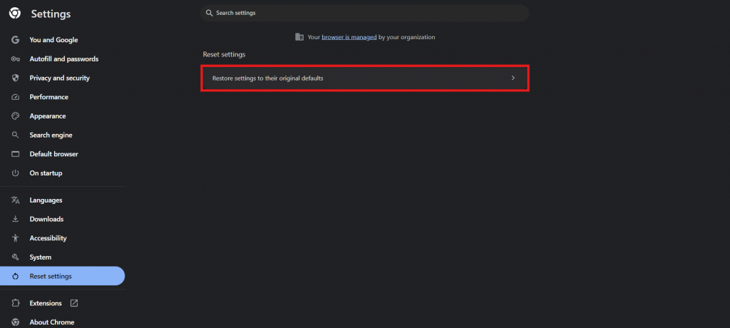 dns_probe_finished_nxdomain fix - how to reset Chrome settings image