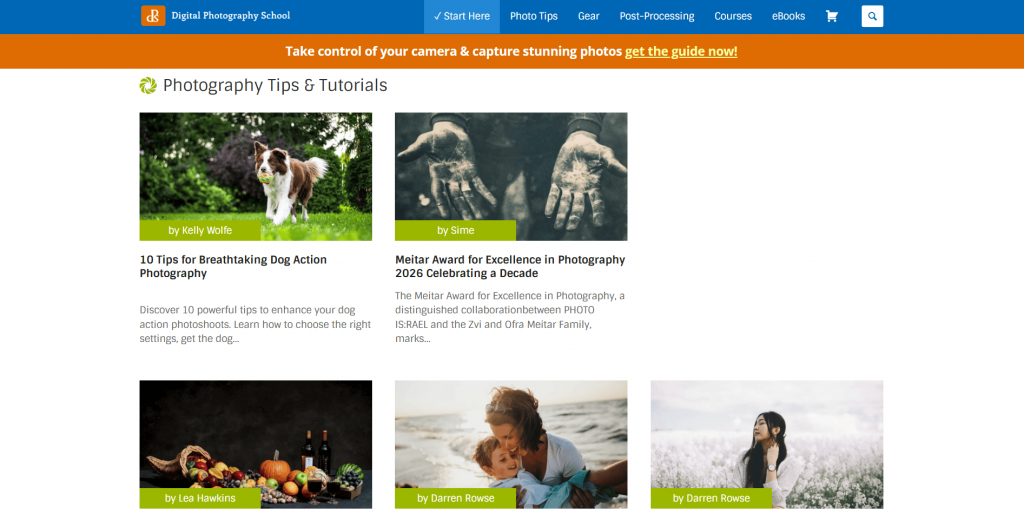 Digital Photography School blog website page