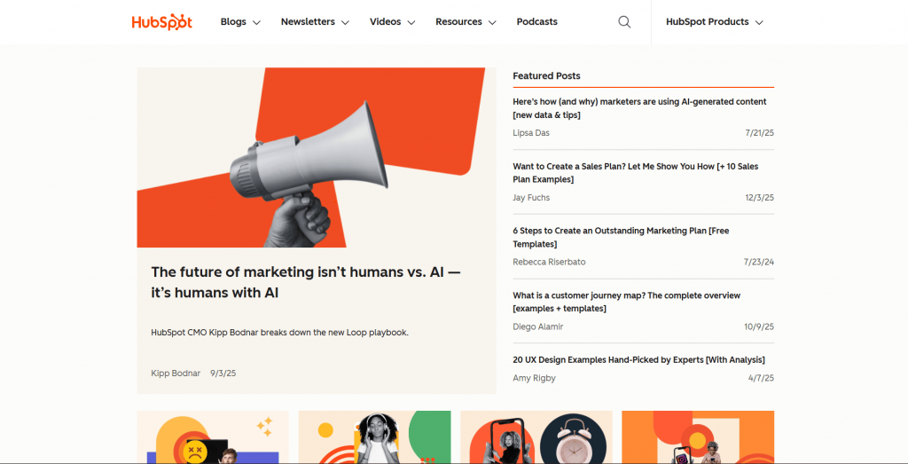 HubSpot blog website page