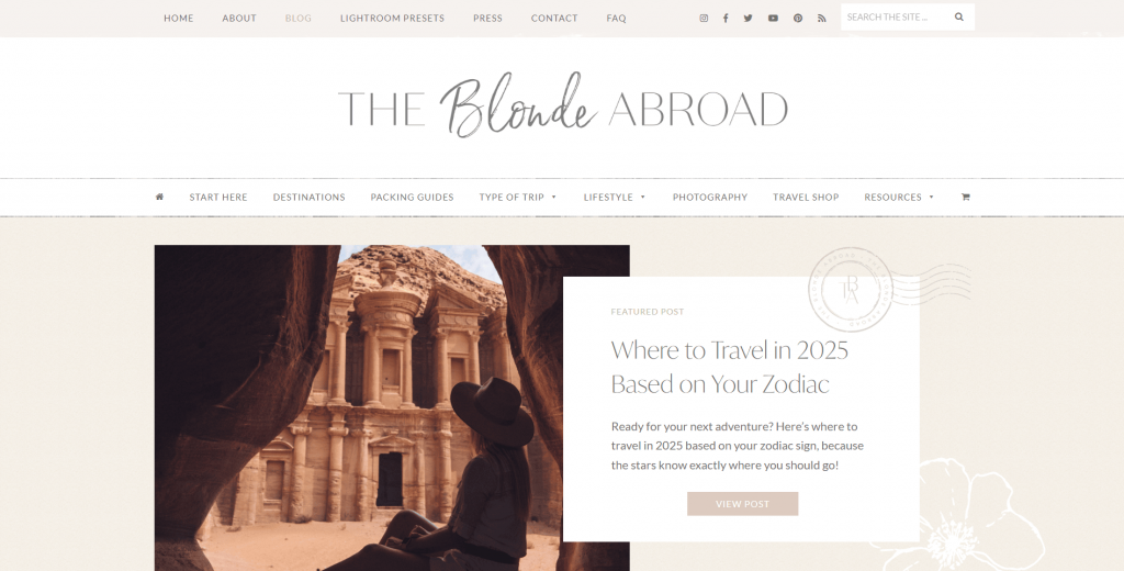 The Blonde Abroad blog website page