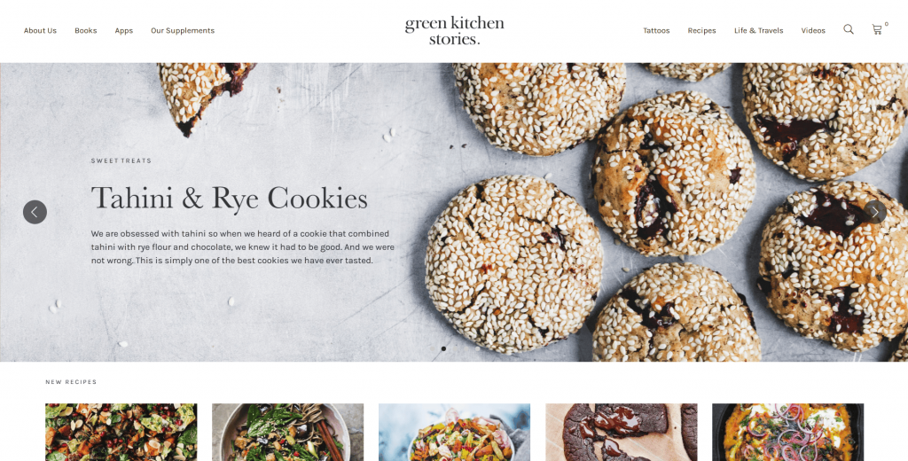 Food blog Green Kitchen Stories website page
