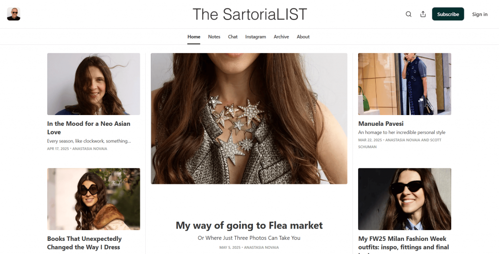 The Sartorialist blog home page
