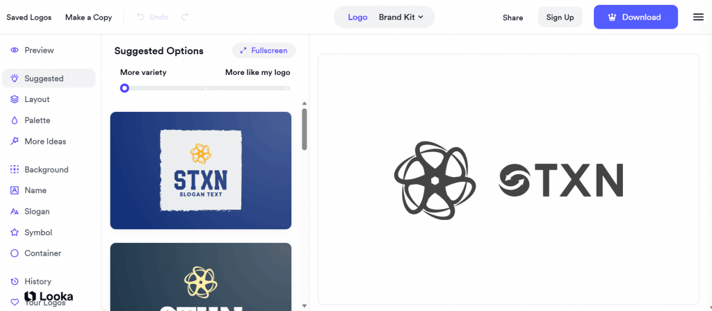 Looka logo maker sample