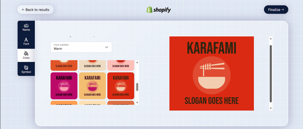 Hatchful Shopify logo maker sample