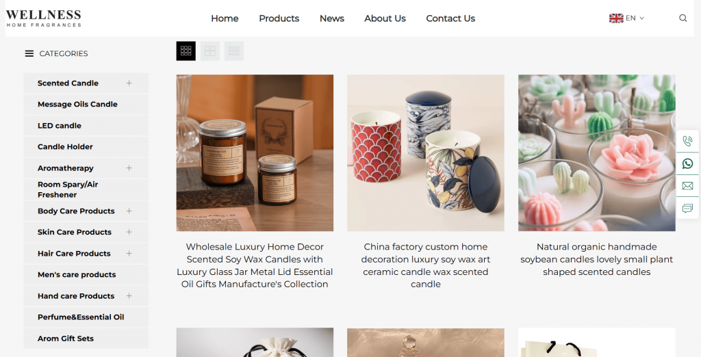 White label wellness company Wellness Home Fragrances website page