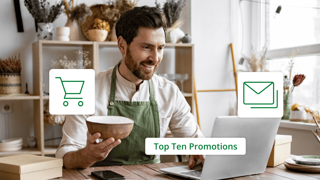 Small business owner planning holiday marketing strategies to boost online sales and engagement.