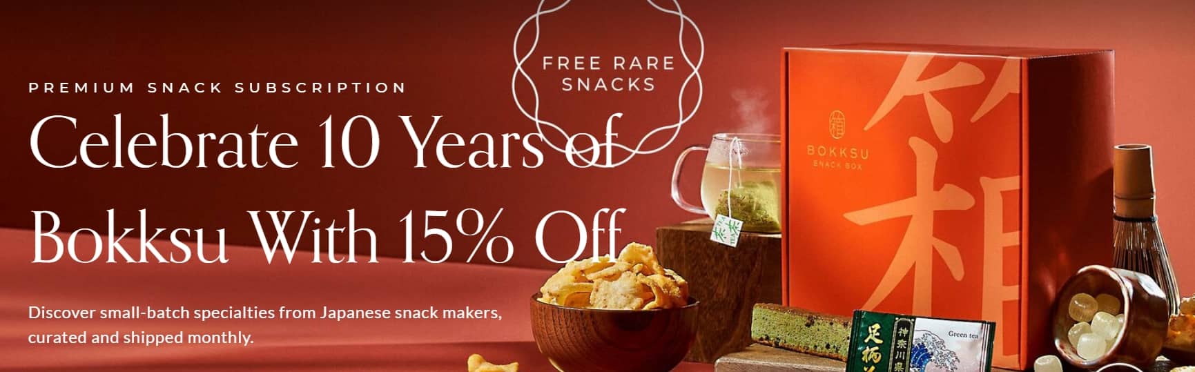Bokksu 10th anniversary snack box with 15% off and rare Japanese treats
